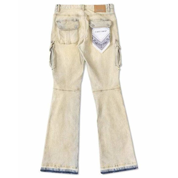 Men Stacked Jeans Multi Cargo Pockets Denim Pants on - Picture 5 of 14